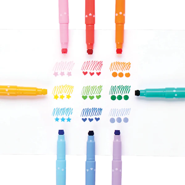Confetti Stamp: Double-Ended Markers (Set of 9)