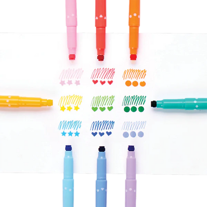 Confetti Stamp: Double-Ended Markers (Set of 9)