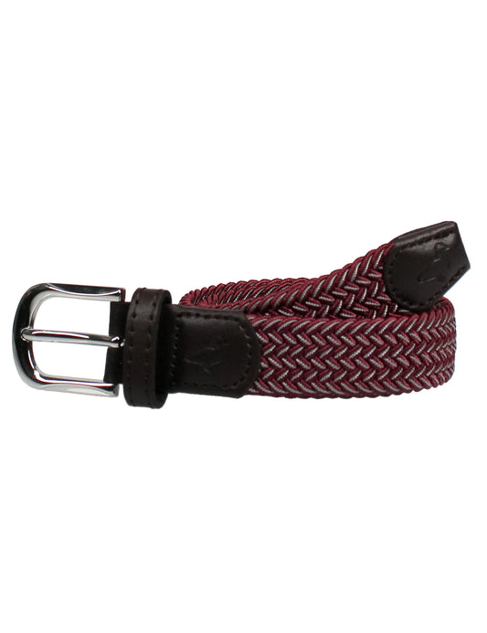 Boys Country Club Stretch Belt, Maroon/Grey