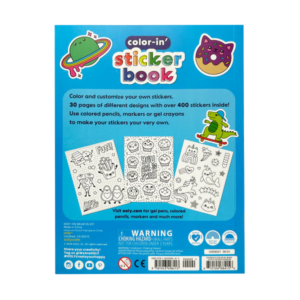 Stickiville: Color-In Sticker Book, Cute-A-Licious Doodles - 400+ Stickers