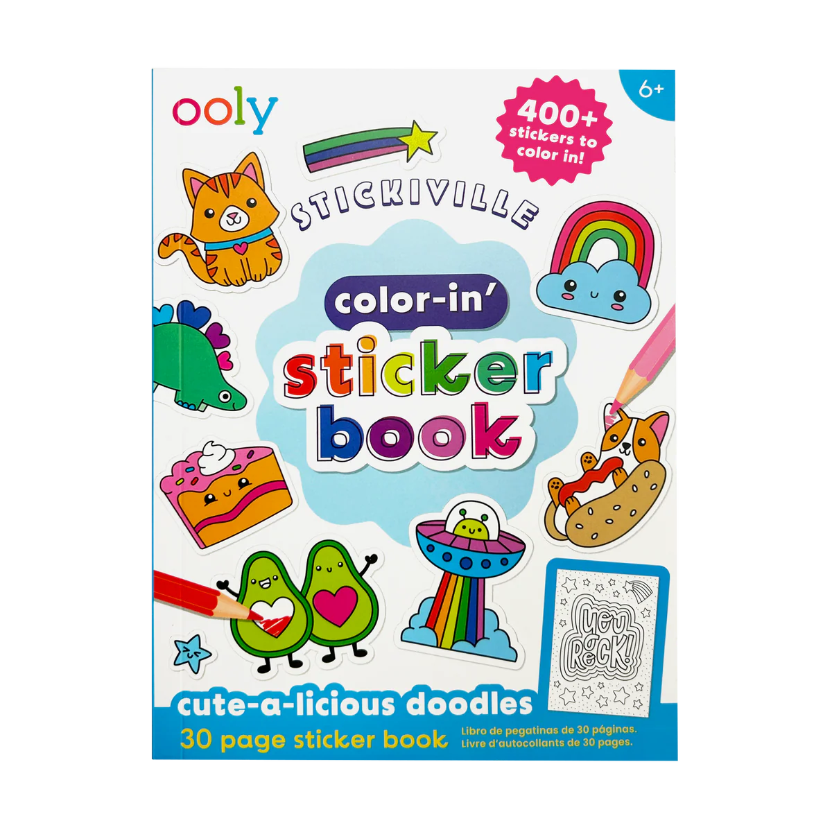 Stickiville: Color-In Sticker Book, Cute-A-Licious Doodles - 400+ Stickers