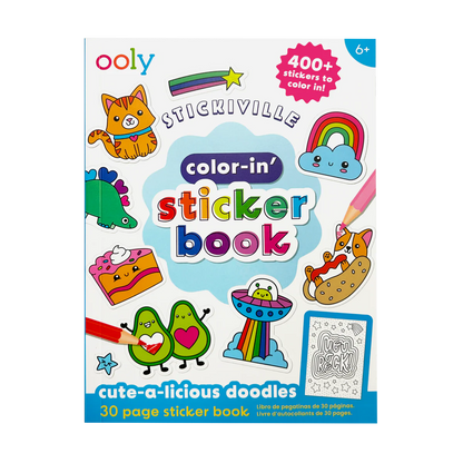 Stickiville: Color-In Sticker Book, Cute-A-Licious Doodles - 400+ Stickers