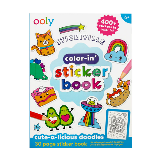 Stickiville: Color-In Sticker Book, Cute-A-Licious Doodles - 400+ Stickers