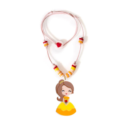 Cute Doll Acrylic Necklace, Yellow Dress