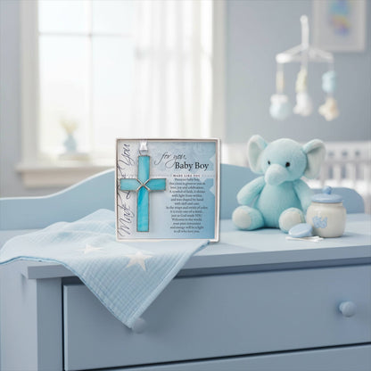Light Blue Stained Glass Cross