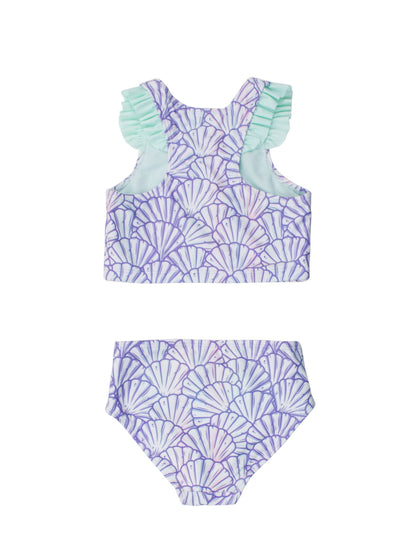 Girls Magical Mermaid Racerback Flutter Tankini 2-Piece Swimsuit