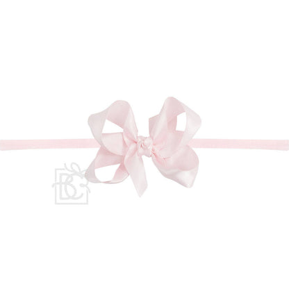 1/4" PANTYHOSE BABY HEADBAND W/SATIN BOW  (COLOR OPTIONS)