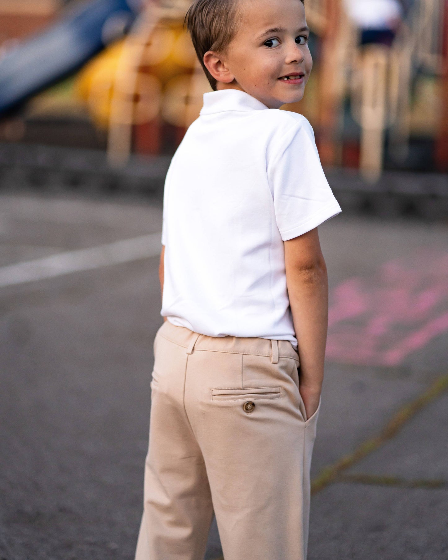 Parker Zipper Front Pant in Performance Khaki