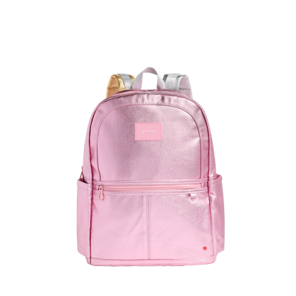 Kane Double Pocket Large Backpack, Pink Metallic