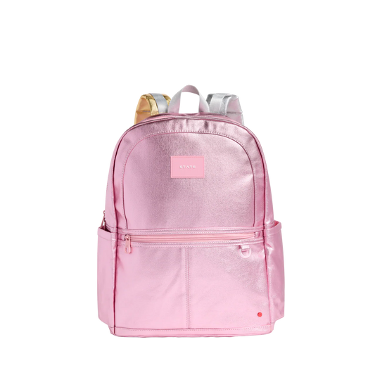 Kane Double Pocket Large Backpack, Pink Metallic