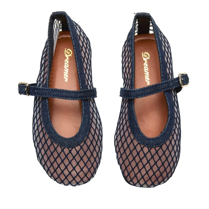 Denim Mesh Flats