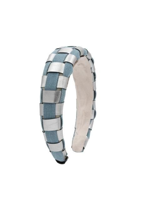 Woven Denim/Metallic Headband w/Stones