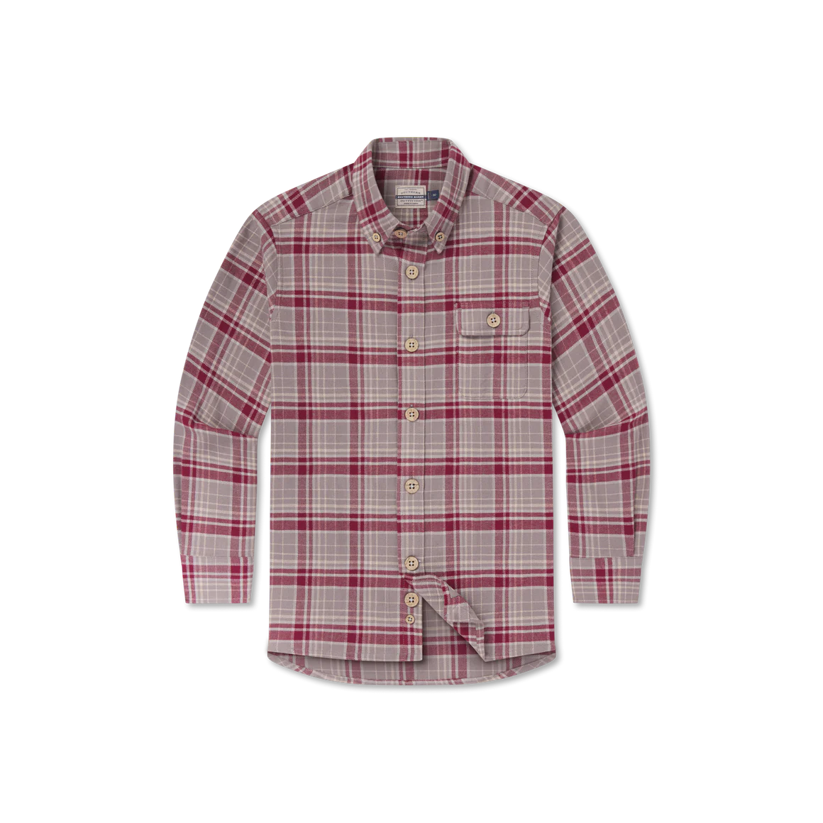 Youth DeWitt Plaid Flannel Buttondown, Maroon/Grey