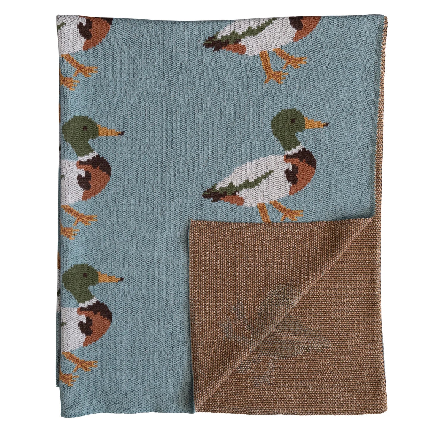 Cotton Knit Baby Blanket w/Ducks