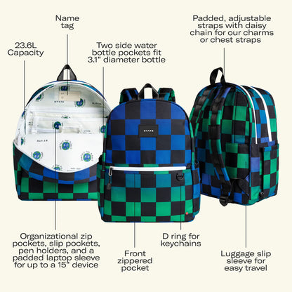 Kane Double Pocket Backpack, Checkerboard