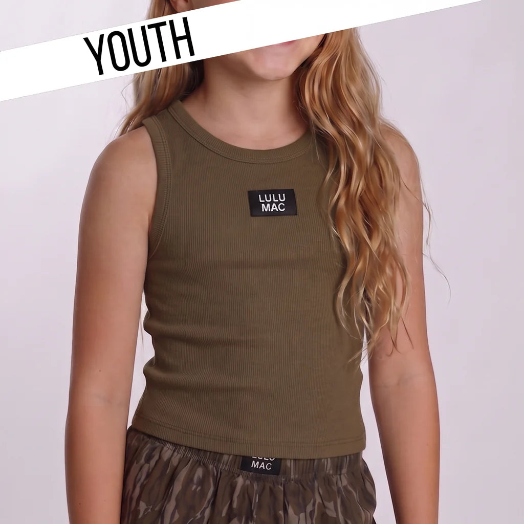 Kids LULU MAC Solid Tank, Dk Olive