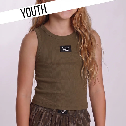 Kids LULU MAC Solid Tank, Dk Olive