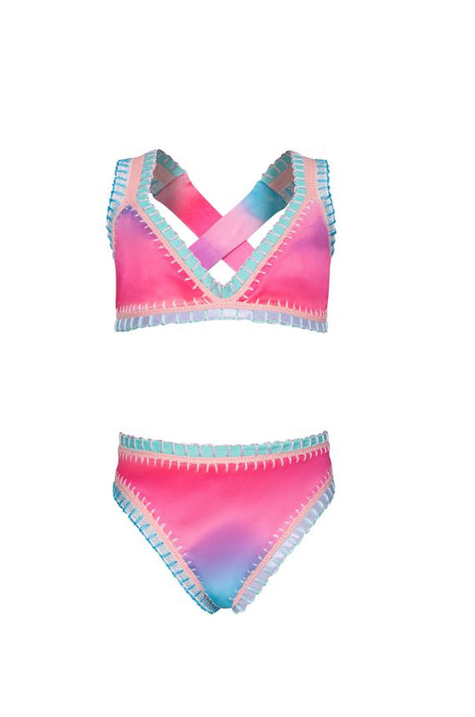 Dreamy Rainbow Embroidered Bikini, Pink