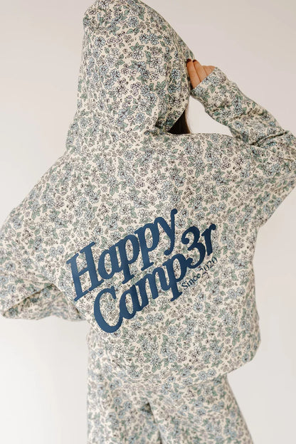 Happy Camp3r Garden Scuba Cropped Hoodie, Dusty Blue