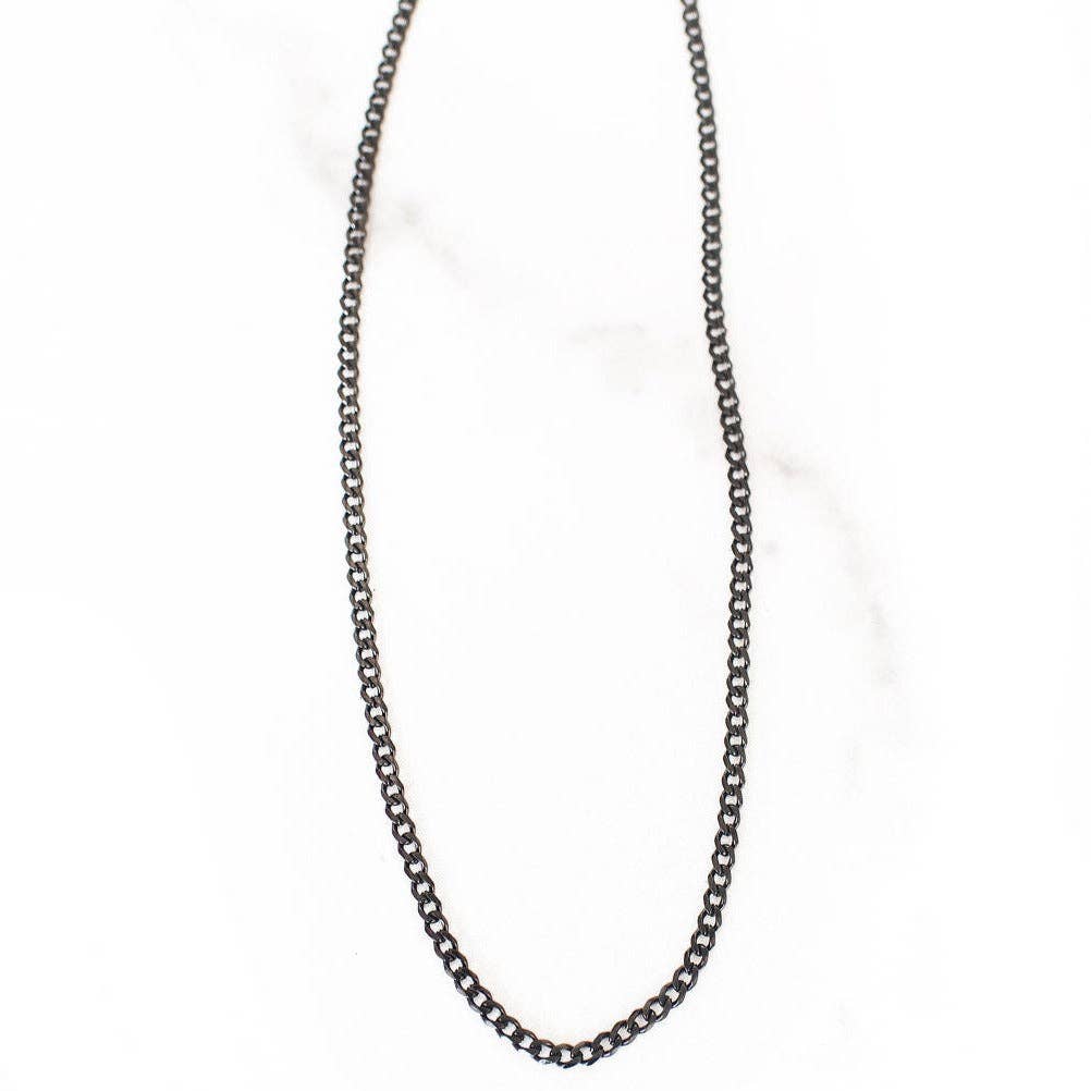 Thin Cuban Link Chain | Black