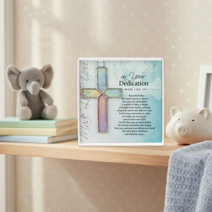 Baby Dedication Gift: Clear Stained Glass Cross