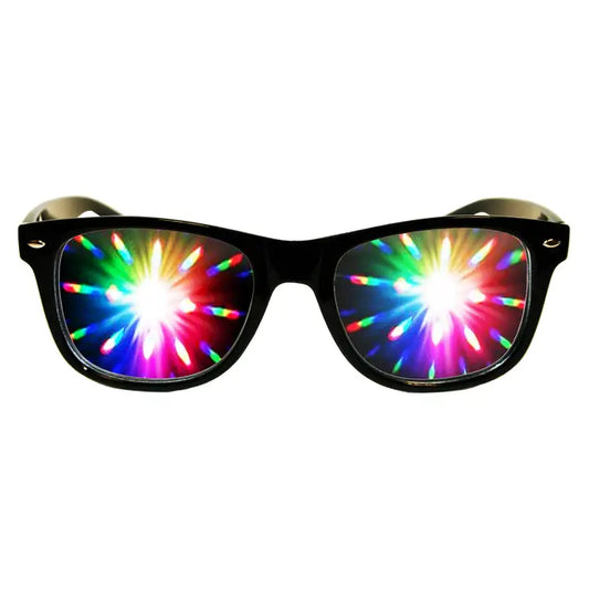 Plastic 3D Fireworks Diffraction Glasses - Black