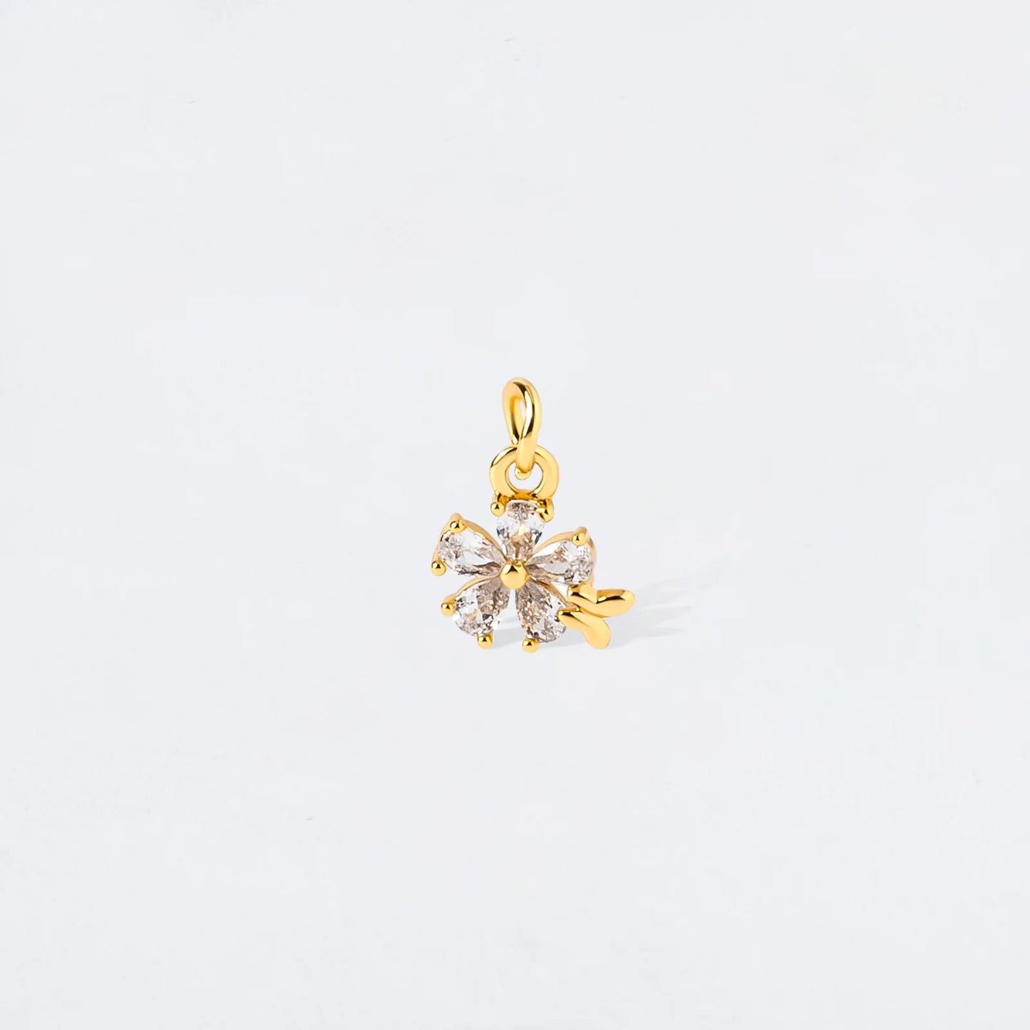 Gold Crystal Flower Charm Pendant