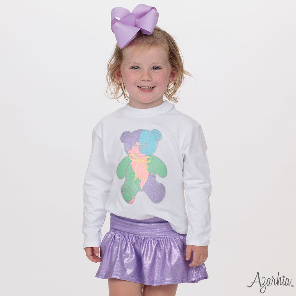 Glitter Bear LS Boxy Tee, White