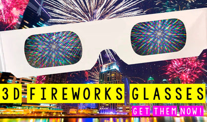 Plastic 3D Fireworks Diffraction Glasses - Black