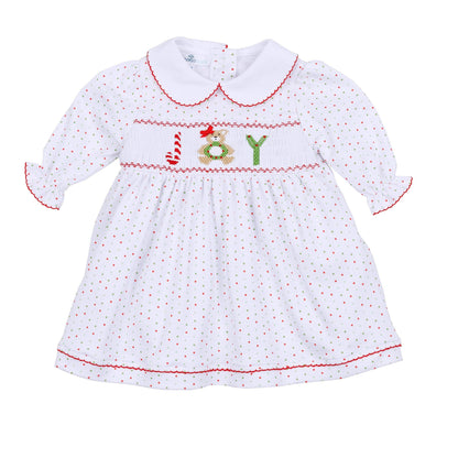 Christmas Joy Classics Smocked Long Sleeve Dress - Red Girl
