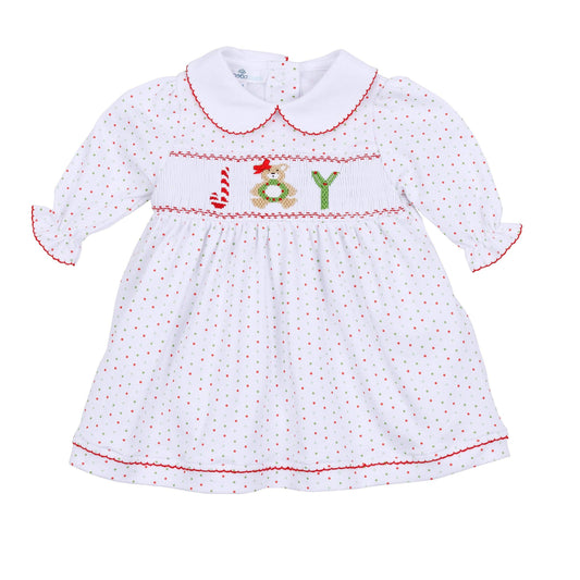 Christmas Joy Classics Smocked Long Sleeve Dress - Red Girl