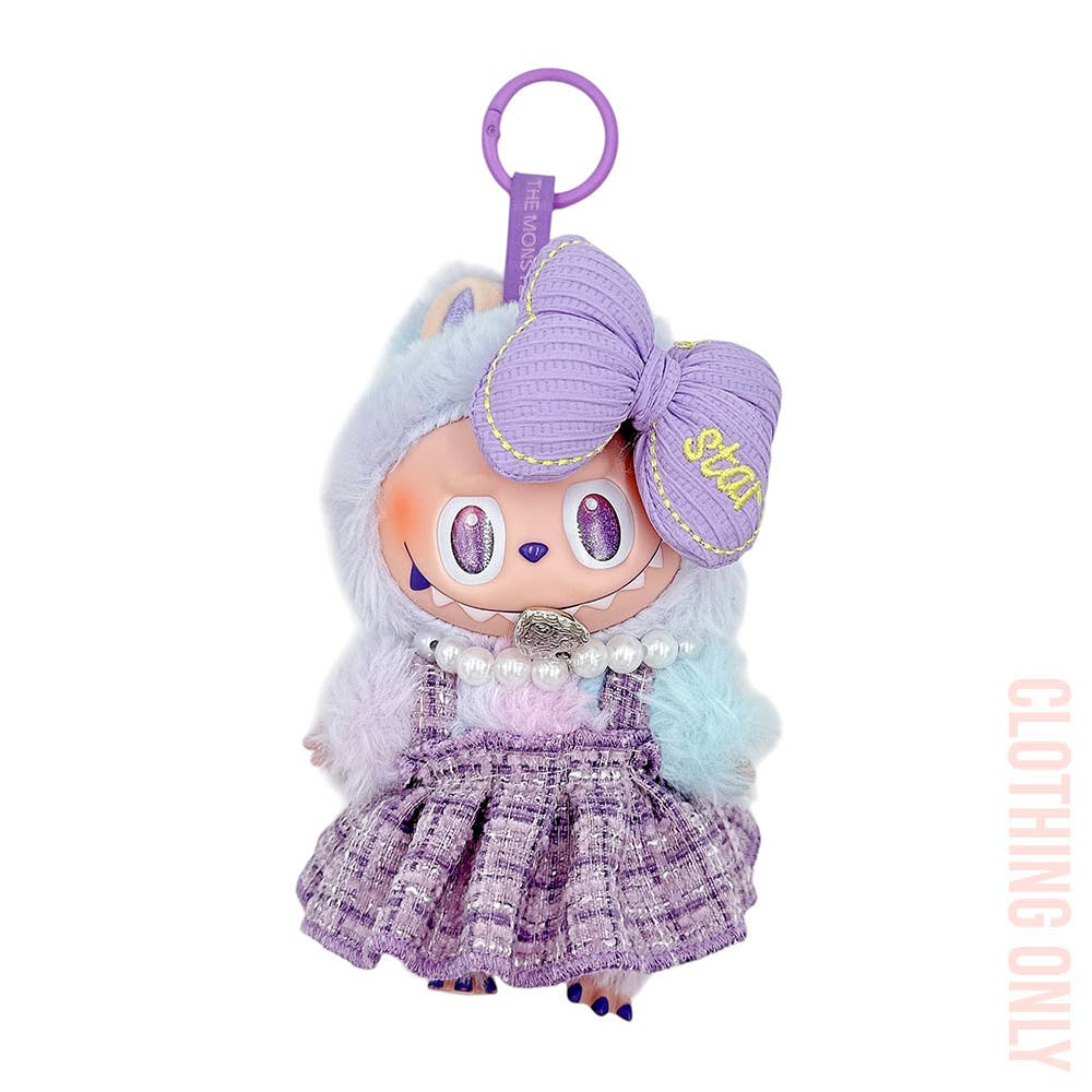 Labubu Compatible Mini Doll Tweed Dress Outfit Set (2 color options)