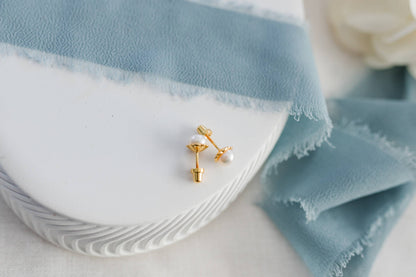 Girls 14K Gold-Plated Pearl Screw Back Earrings