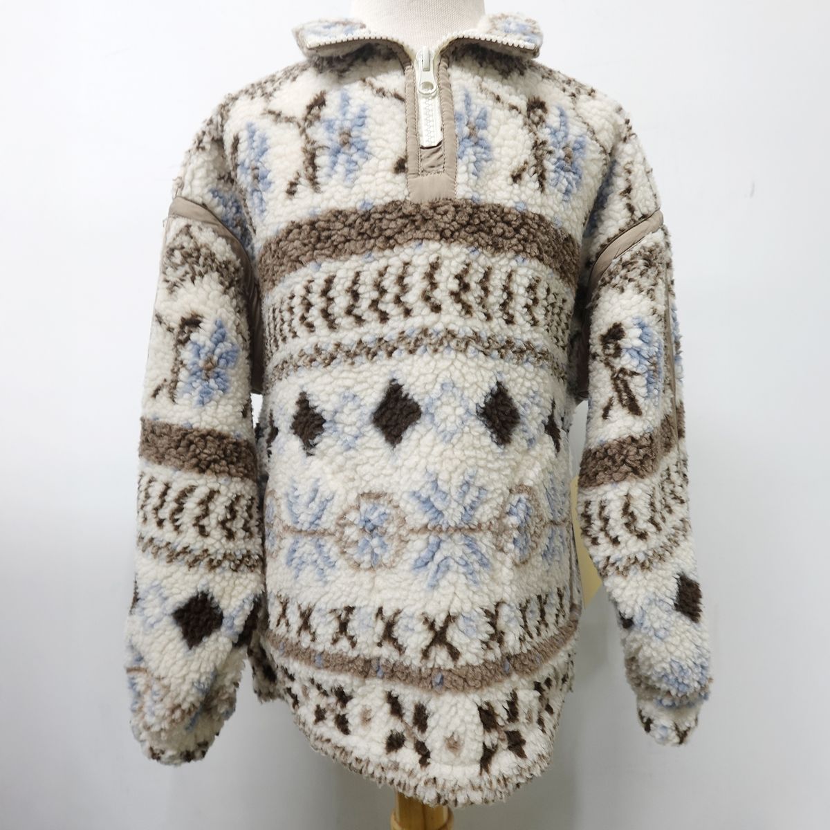 Fair Isle 3/4 Zip Sherpa Pullover