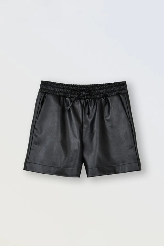 Faux Leather Short, Black