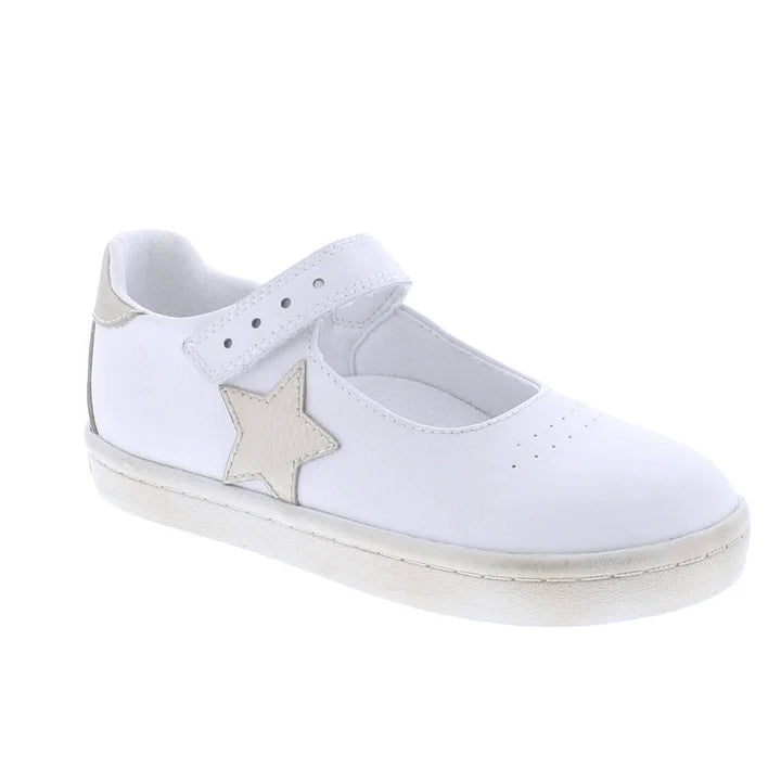 Footmates Stella Star Sneaker, White/Gold