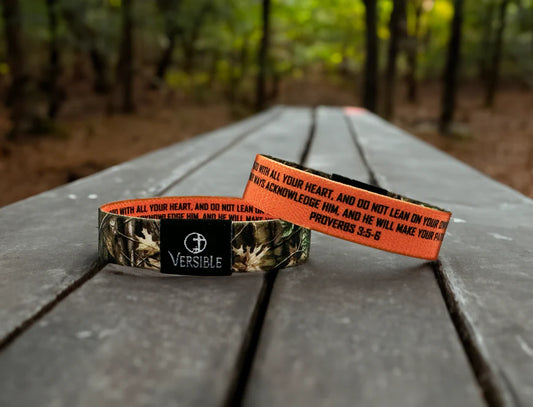 Versible Christian Wristband, Forest Camo