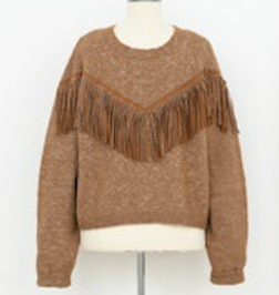 Fringe Sweater, Brown