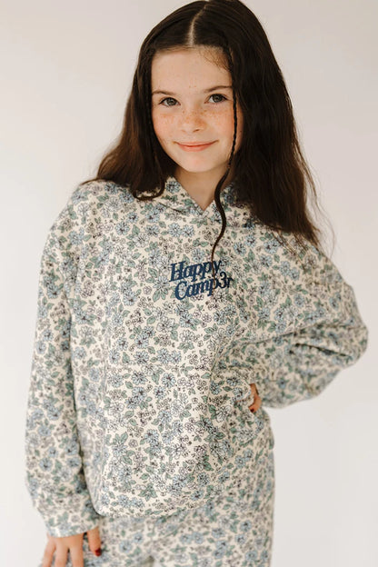 Happy Camp3r Garden Scuba Cropped Hoodie, Dusty Blue