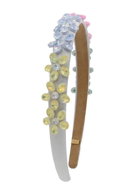 Full Jewel Flower Thin Headband, Pastel