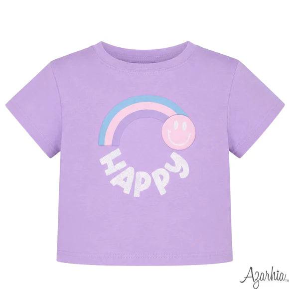 Glitter Happy Boxy Tee, Lavender