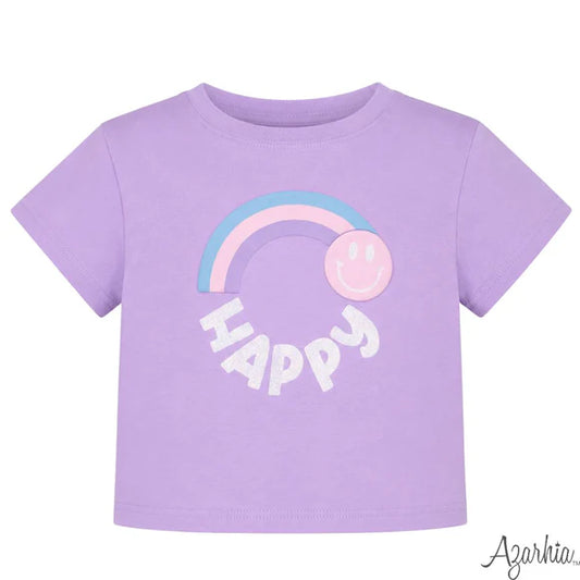 Glitter Happy Boxy Tee, Lavender