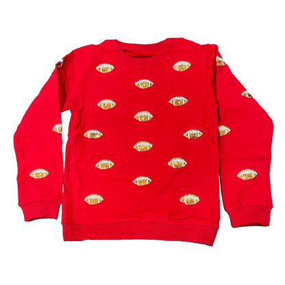 Glitter Football Crewneck Sweatshirt, Red