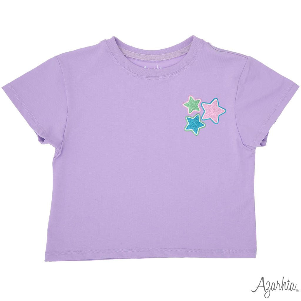 Glitter Stars Boxy Tee, Lavender
