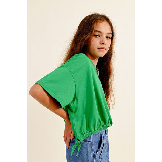 Cinched S/S Knit Top, Green