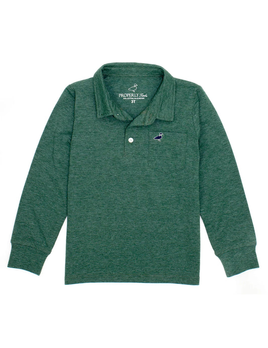 Boys Harrison Pocket LS Polo, Hunter Green