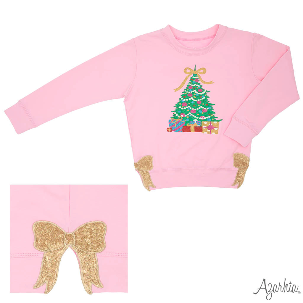 Glitter Christmas Tree Holly Top, Pink