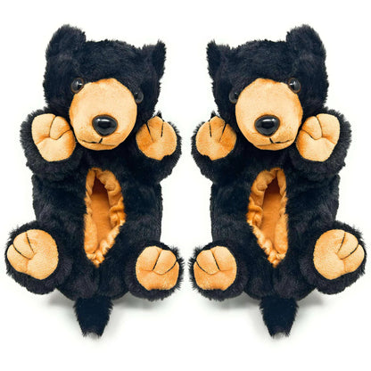 Homer Black Bear Plush Slippers