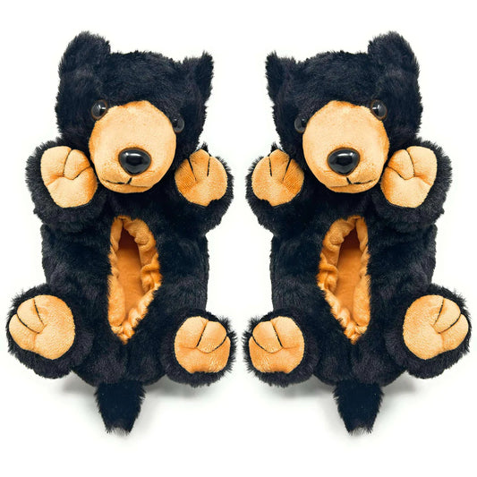 Homer Black Bear Plush Slippers