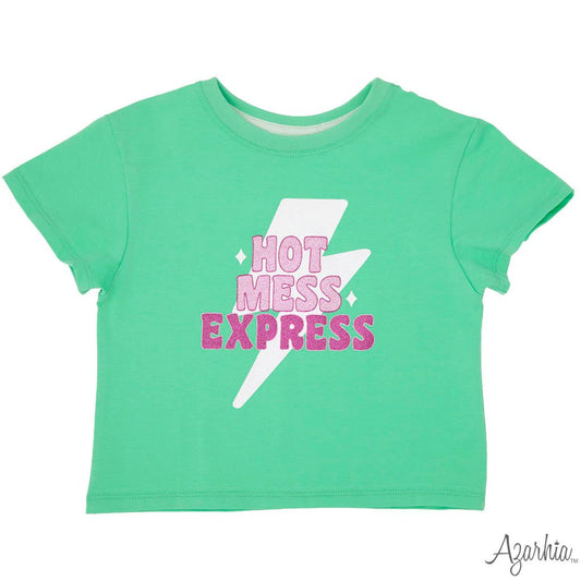 Glitter Hot Mess Express Boxy Tee, Dk Mint